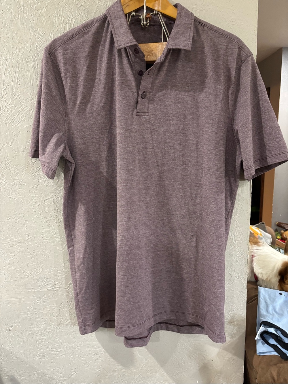 Lululemon Short sleeved evolution button up golf polo shirt Heathered purple L